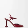 Toy ankle strap pump in soft patent lambskin Dark Red