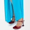Toy ankle strap pump in soft patent lambskin Dark Red