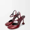 Toy ankle strap pump in soft patent lambskin Dark Red