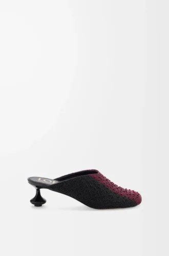 Toy mule in embroidered canvas Black/Dark Burgundy