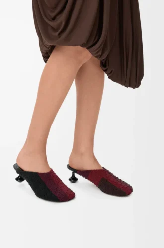 Toy mule in embroidered canvas Black/Dark Burgundy