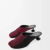 Toy mule in embroidered canvas Black/Dark Burgundy Toy mule in embroidered canvas Black/Dark Burgundy