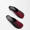 Toy mule in embroidered canvas Black/Dark Burgundy Toy mule in embroidered canvas Black/Dark Burgundy