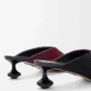 Toy mule in embroidered canvas Black/Dark Burgundy Toy mule in embroidered canvas Black/Dark Burgundy