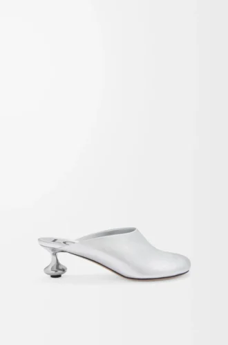 Toy mule in laminated lambskin Silver