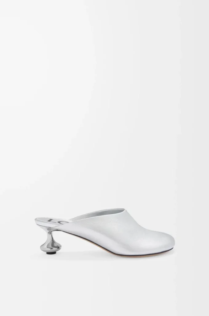 Toy mule in laminated lambskin Silver Toy mule in laminated lambskin Silver