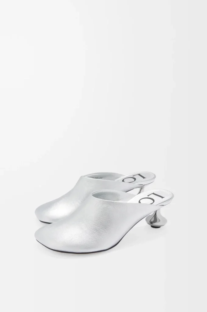 Toy mule in laminated lambskin Silver Toy mule in laminated lambskin Silver
