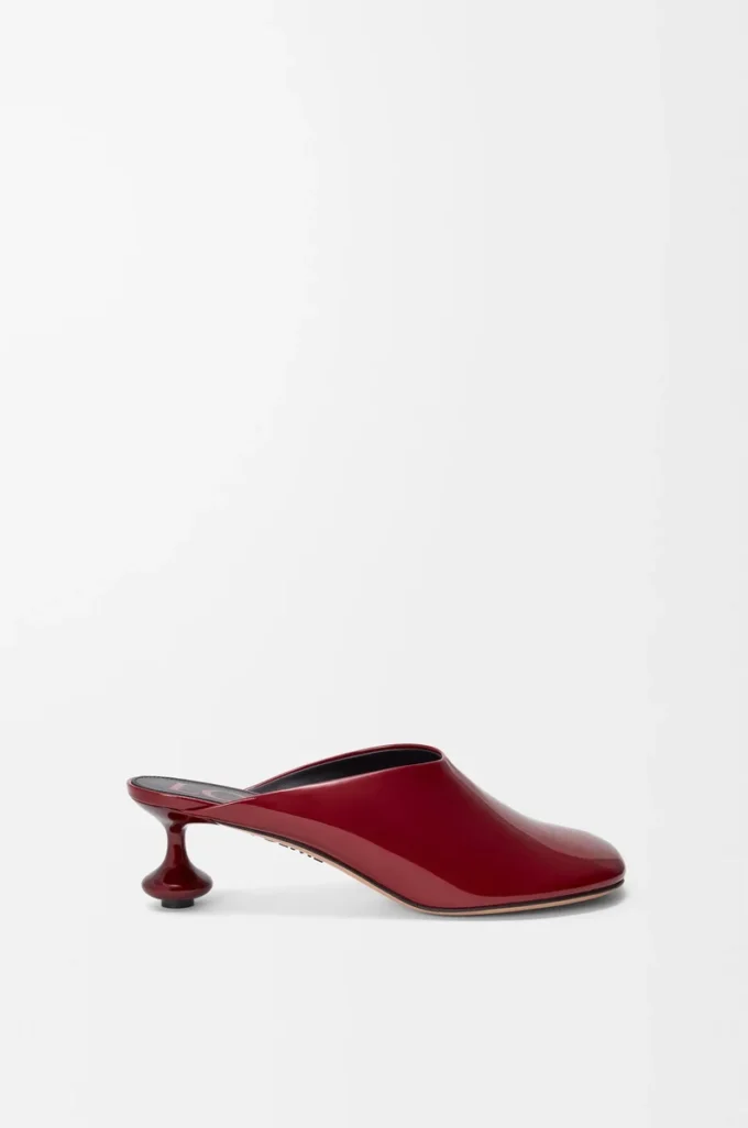Toy mule in soft patent lambskin Dark Red Toy mule in soft patent lambskin Dark Red