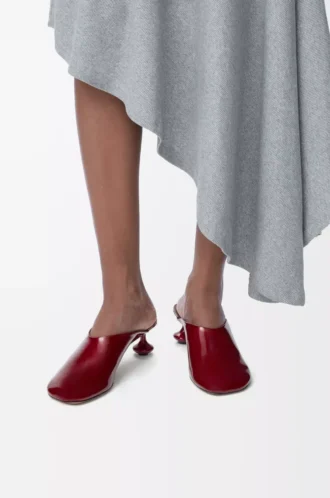 Toy mule in soft patent lambskin Dark Red