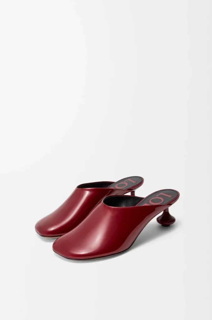 Toy mule in soft patent lambskin Dark Red Toy mule in soft patent lambskin Dark Red