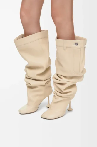 Toy over the knee boot in nappa lambskin Oat Milk