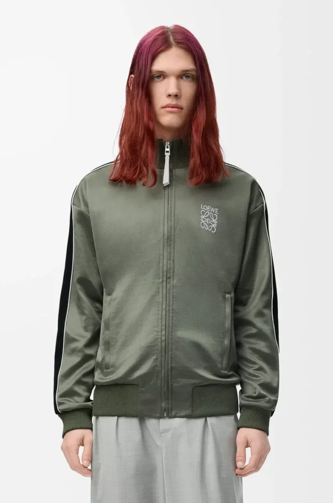 Tracksuit jacket in technical jersey Khaki Green Tracksuit jacket in technical jersey Khaki Green