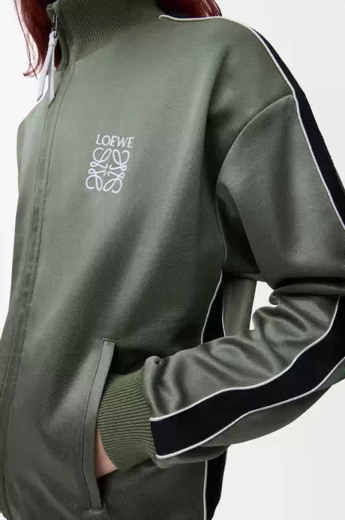 Tracksuit jacket in technical jersey Khaki Green Tracksuit jacket in technical jersey Khaki Green