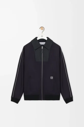 Tracksuit jacket in wool Navy/Grey