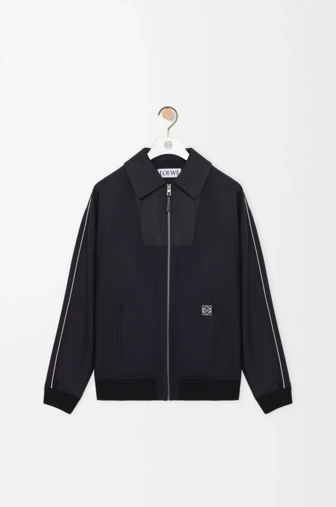 Tracksuit jacket in wool Navy/Grey