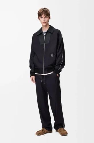Tracksuit jacket in wool Navy/Grey