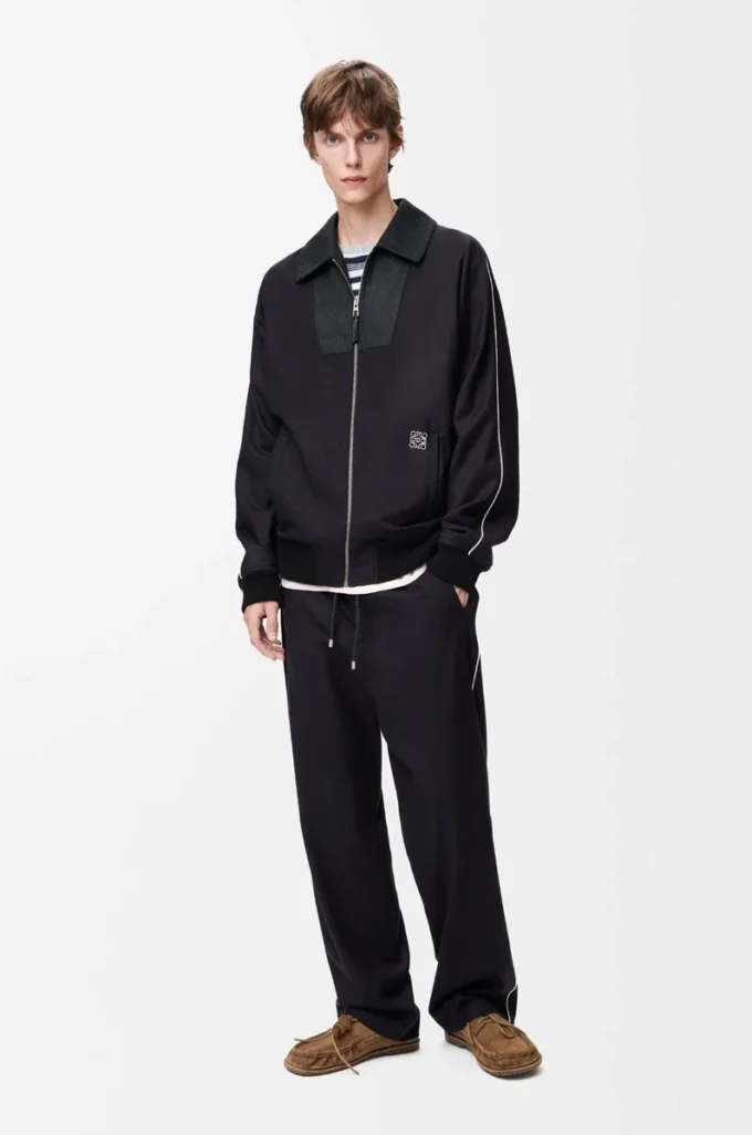Tracksuit jacket in wool Navy/Grey
