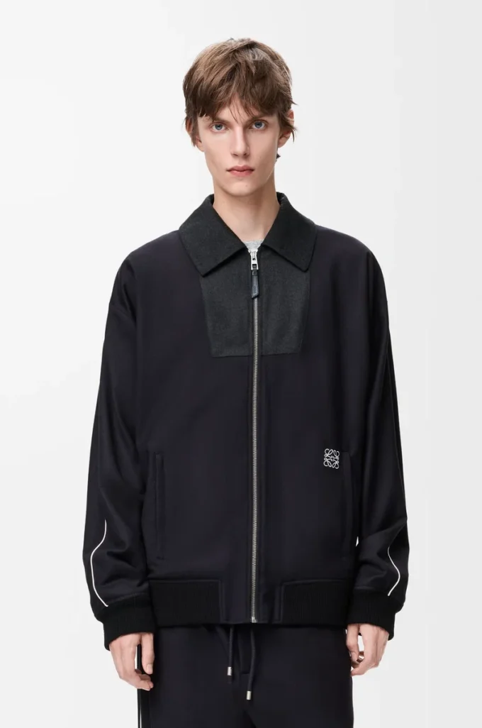 Tracksuit jacket in wool Navy/Grey