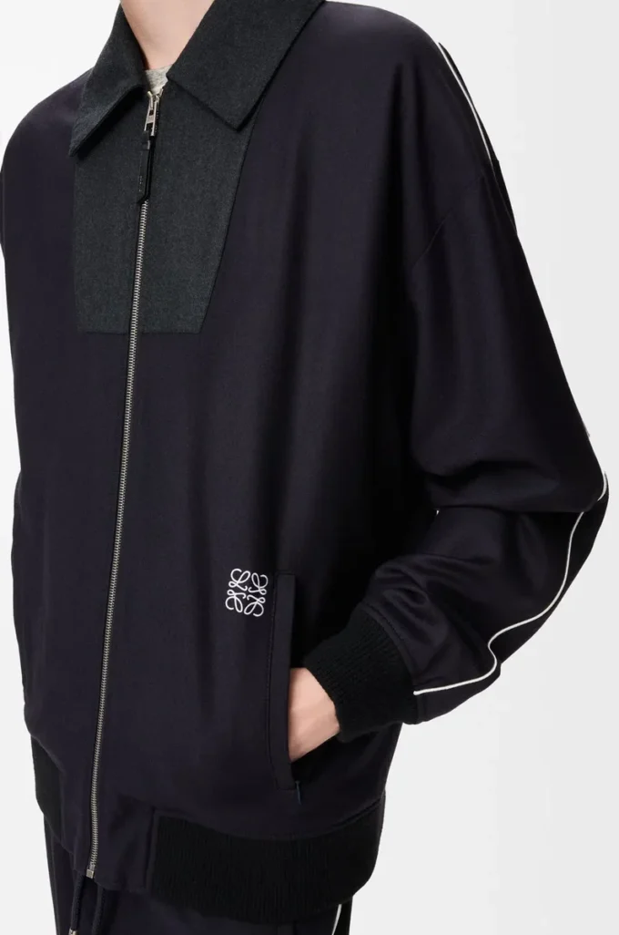 Tracksuit jacket in wool Navy/Grey