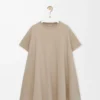 Trapeze dress in cotton blend Beige Trapeze dress in cotton blend Beige