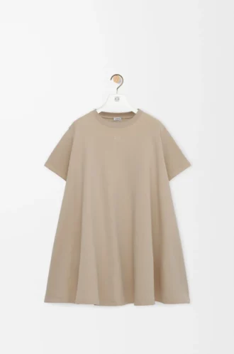 Trapeze dress in cotton blend Beige Trapeze dress in cotton blend Beige