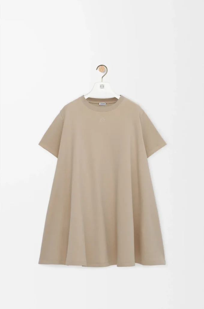 Trapeze dress in cotton blend Beige Trapeze dress in cotton blend Beige