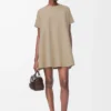 Trapeze dress in cotton blend Beige Trapeze dress in cotton blend Beige