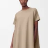 Trapeze dress in cotton blend Beige Trapeze dress in cotton blend Beige