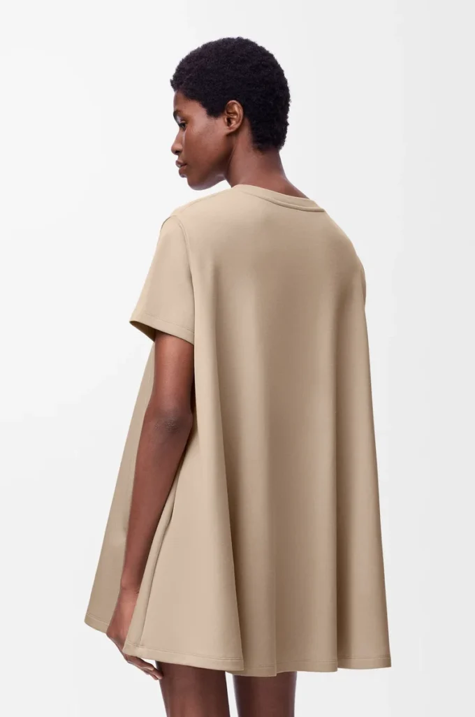 Trapeze dress in cotton blend Beige Trapeze dress in cotton blend Beige
