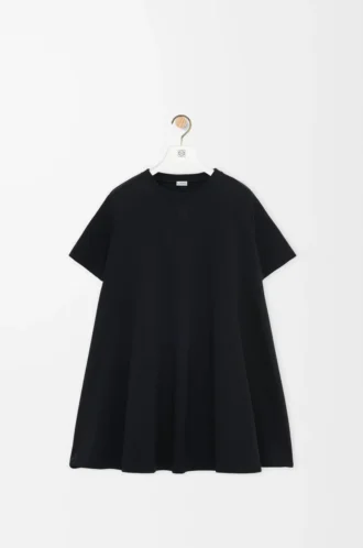 Trapeze dress in cotton blend Black