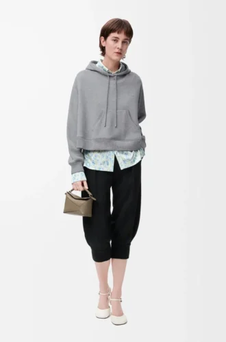 Trapeze hoodie in cotton blend Grey Melange