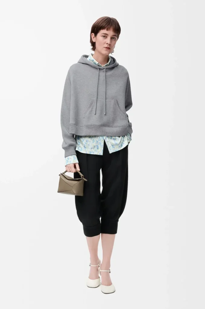 Trapeze hoodie in cotton blend Grey Melange