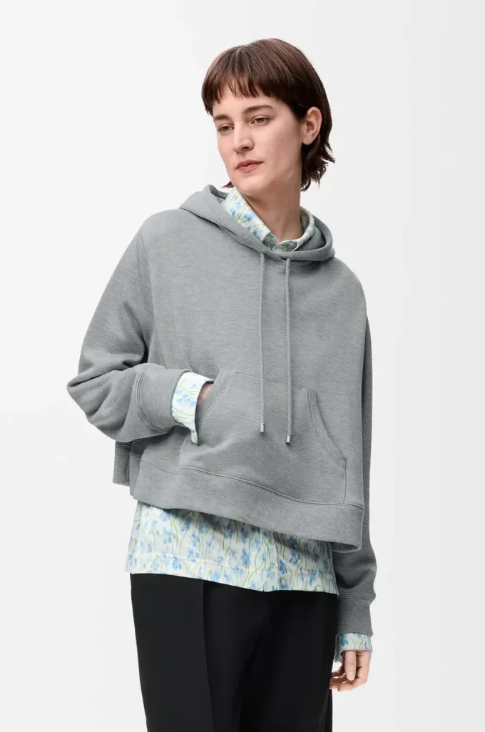 Trapeze hoodie in cotton blend Grey Melange