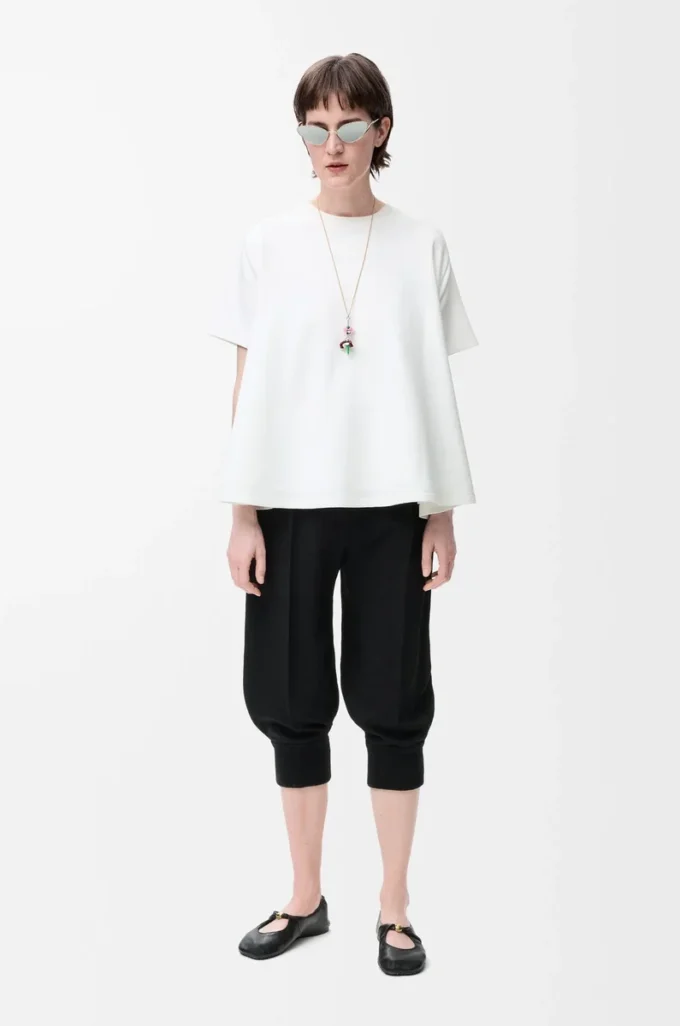 Trapeze top in cotton blend White Trapeze top in cotton blend White