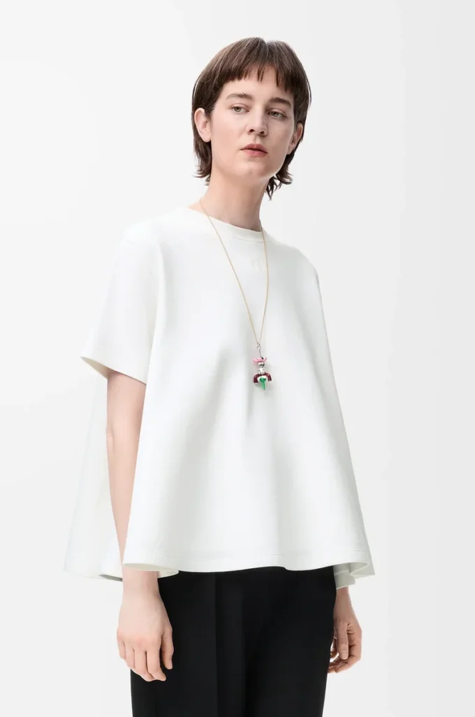 Trapeze top in cotton blend White Trapeze top in cotton blend White