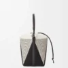 Treasure Bako bucket in canvas jacquard and calfskin Natural/Black Treasure Bako bucket in canvas jacquard and calfskin Natural/Black