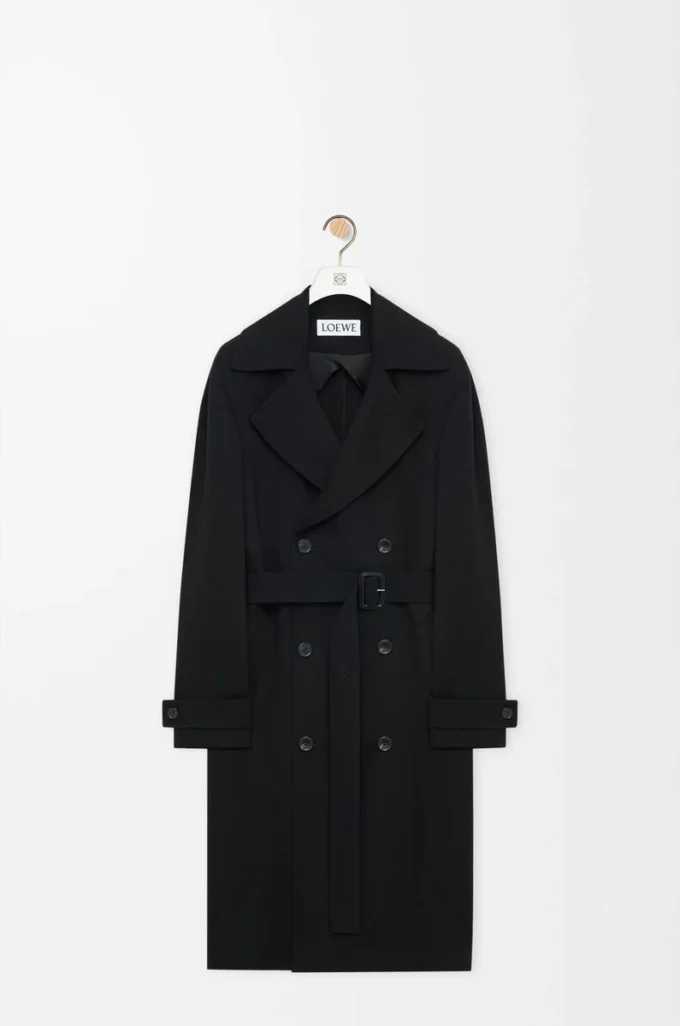 Trench coat in stretch viscose Black Trench coat in stretch viscose Black