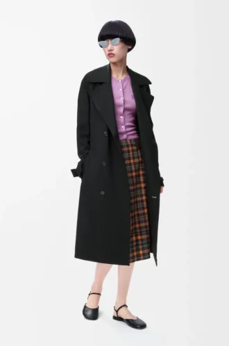 Trench coat in stretch viscose Black