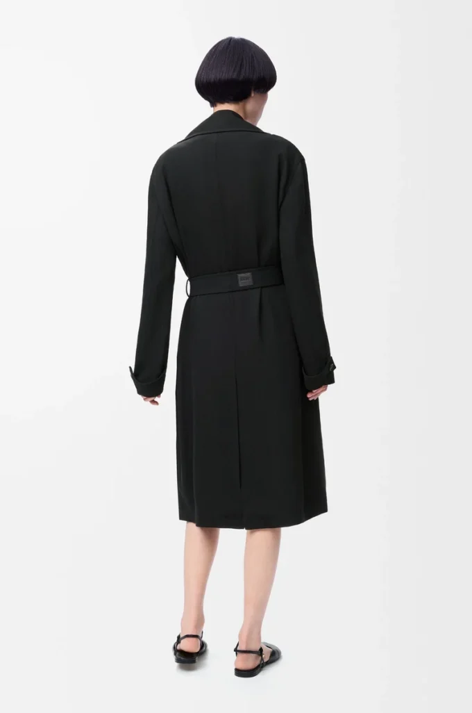 Trench coat in stretch viscose Black Trench coat in stretch viscose Black