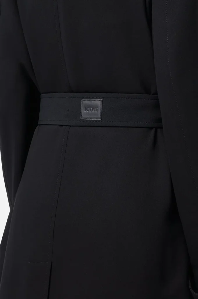 Trench coat in stretch viscose Black Trench coat in stretch viscose Black