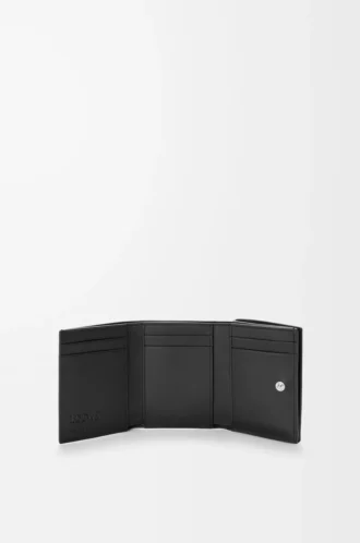 Trifold wallet in satin calfskin Black