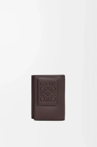 Trifold wallet in satin calfskin Dark Brown