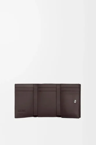 Trifold wallet in satin calfskin Dark Brown