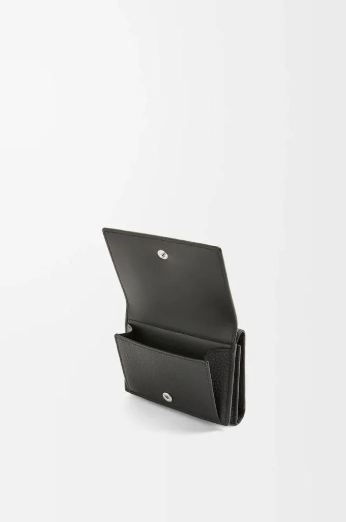 Trifold wallet in soft grained calfskin Black Trifold wallet in soft grained calfskin Black