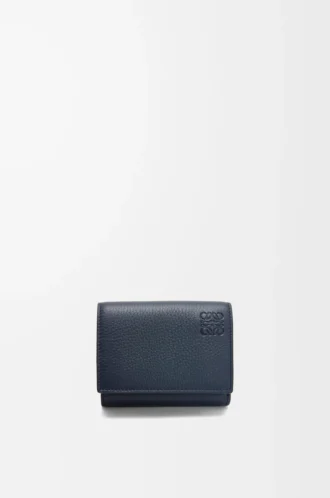 Trifold wallet in soft grained calfskin Deep Navy