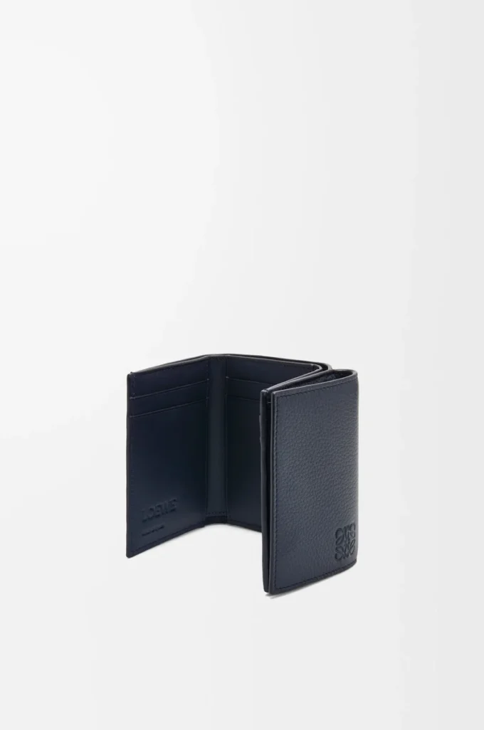 Trifold wallet in soft grained calfskin Deep Navy Trifold wallet in soft grained calfskin Deep Navy