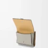 Trifold wallet in soft grained calfskin Shell Grey/Eucalyptus Trifold wallet in soft grained calfskin Shell Grey/Eucalyptus