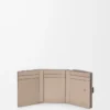 Trifold wallet in soft grained calfskin Taupe/Talc Trifold wallet in soft grained calfskin Taupe/Talc