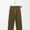 Trousers in cotton and silk Khaki Green Trousers in cotton and silk Khaki Green