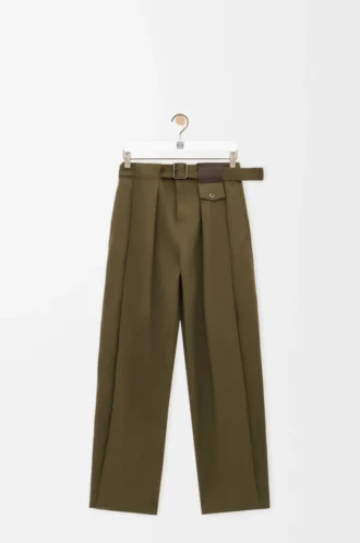 Trousers in cotton and silk Khaki Green